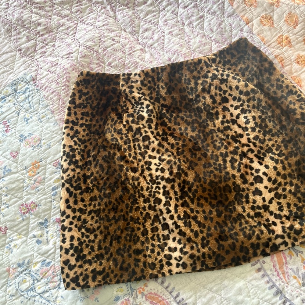 vintage suede cheetah mini skirt
